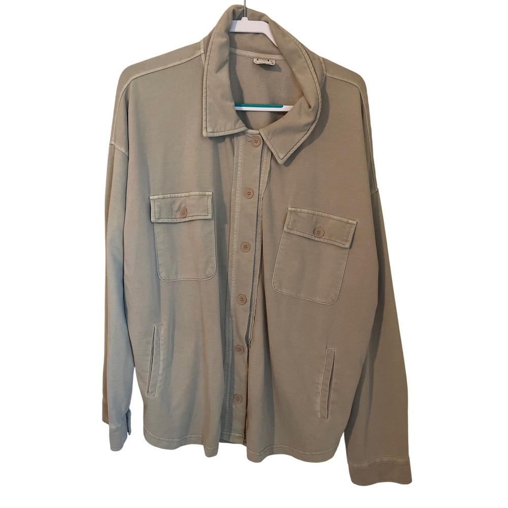 Arula Rose Dust Cotton Blend Button Up Shacket Jacket‎ Taupe Size B 18/20